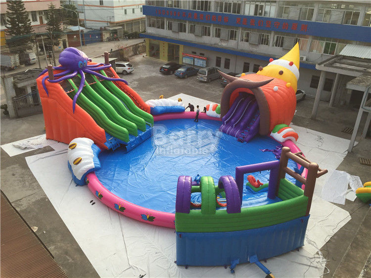 Parque inflável exterior gigante da água, corrediça de água feita sob encomenda do polvo das crianças