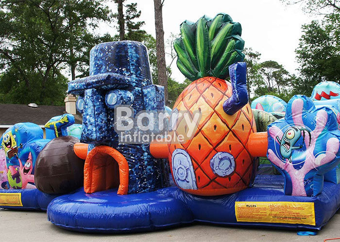 Casa inflável do salto do quintal para o obstáculo inflável da criança de Playland Spongebob