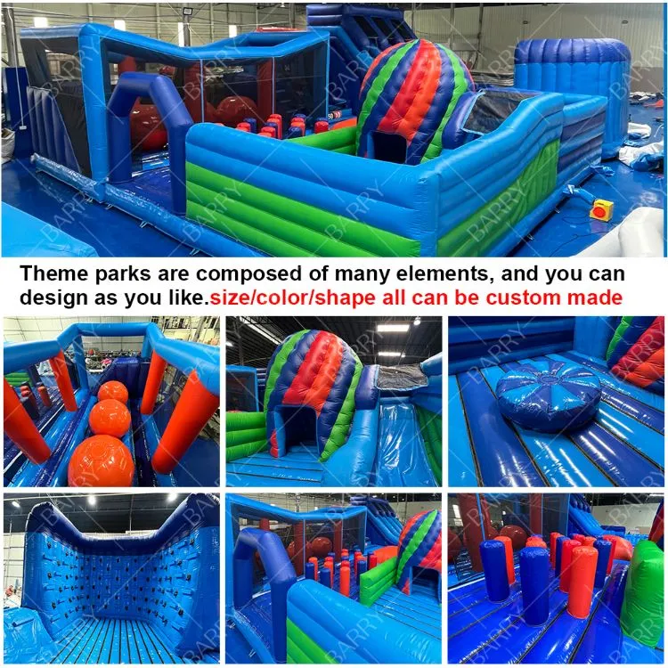 Fun Crazy Ride Parque de diversões Jogos Animal Bg Bouncer Curso de Obstáculos Slide Parque temático inflável 3