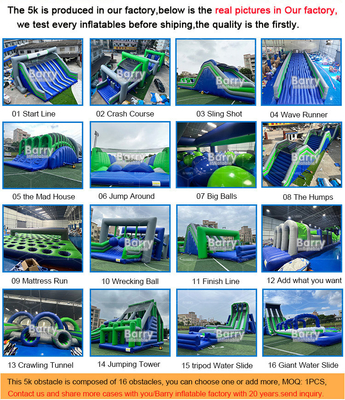 Grado comercial Insane Inflatable 5k Inflatable Obstáculo Curso Extremo de jogo Linha de partida para Team Building Event