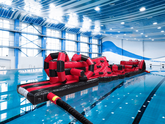 Comércio de aquecimento fechado de duas pistas 15M Whirligig piscina inflável Aqua Run