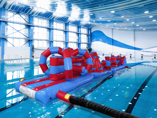 Comércio de aquecimento fechado de duas pistas 15M Whirligig piscina inflável Aqua Run