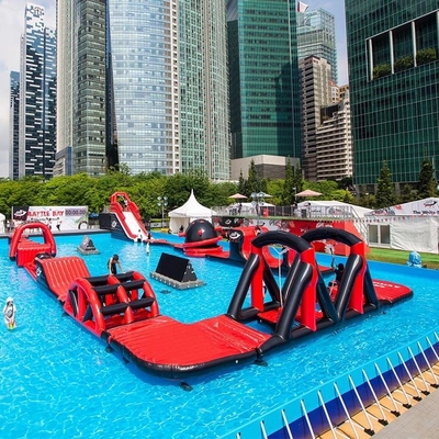 Seções Soldadas Obstáculo de Água Inflável Parque Aquático Flutuante Gigante Na Piscina de Quadro