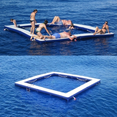 Iate Esportes ao ar livre Drop Stitch piscina de mar inflável Oceano flutuante piscina de mar com rede anti-medusa