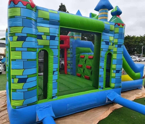 Expedição rápida Bouncer inflável Combo de material de PVC Casa de salto com deslizamento e anel de basquete