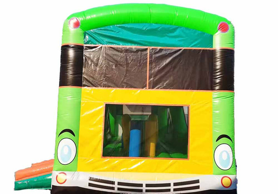 Commercial Adultos Crianças Pastel Festa Escolar Ônibus Casa de salto Com pequeno deslizamento e curso de obstáculos