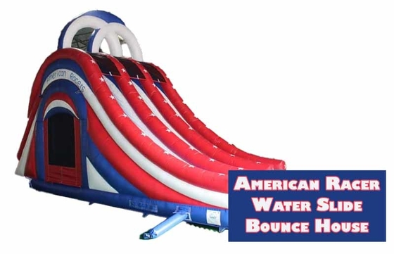 Fun Indoor / Outdoor And Play America 3 Lane Water Slide Casa de salto com escada atrás