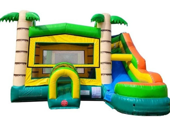Casa de uso inflável Jungle Bounce House com Slide Palm Tree inflável Bouncer
