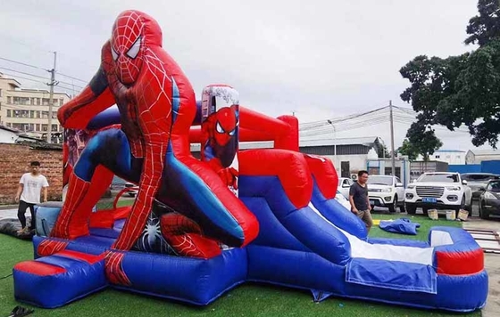 Casa de salto do Homem-Aranha com escorrega para festas temáticas para crianças