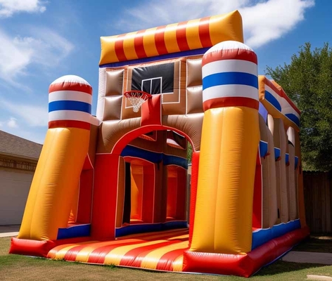 Commercial Bouncy Castle Basquetebol Bounce House Com Hoop Combinar com Jogo Esporte
