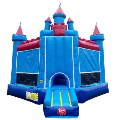 Castelo da Princesa Indoor/Outdoor Castelo Bouncy Azul e Vermelho com Slider para o seu evento