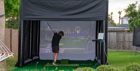 Treinamento simulador de golfe inflável ao ar livre tenda simulador de golfe gaiolas para prática em casa com design personalizado