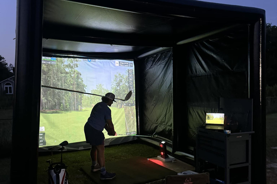 Tenda de treino de golfe ao ar livre selada, com tela inflável, para esportes