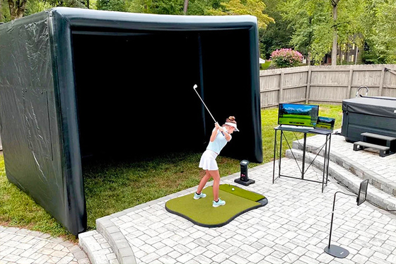 Caixa de treino de golfe portátil Simulador de golfe inflável Projector Tenda de tiro com tela