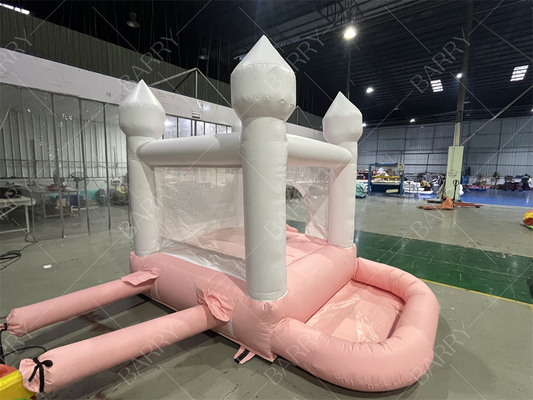 3.3x3m Branco e Rosa Bonito Slide de Salto do Castelo