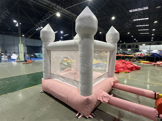 3.3x3m Branco e Rosa Bonito Slide de Salto do Castelo