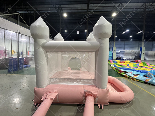 3.3x3m Branco e Rosa Bonito Slide de Salto do Castelo