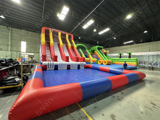 Outdoor Huge Bounce House Adult Kids Pvc Slide com piscina Parque aquático inflável para diversão parque de diversões