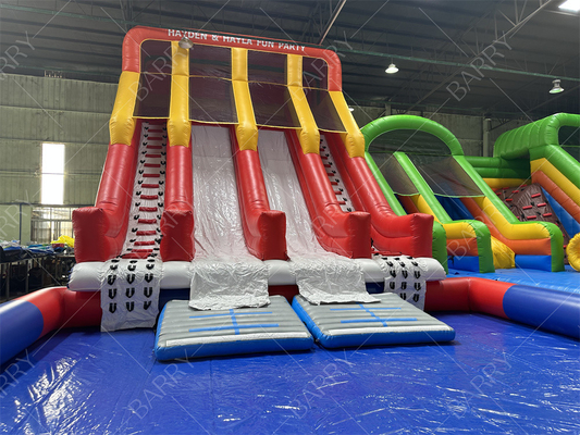 Outdoor Huge Bounce House Adult Kids Pvc Slide com piscina Parque aquático inflável para diversão parque de diversões
