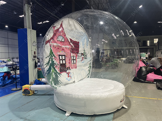 3m Decoração de clube noturno Natal Quebra-cabeça de neve clara Tenda inflável Casa do Pai Natal Santa Grotto Oxford Churstmas Tenda de bolhas