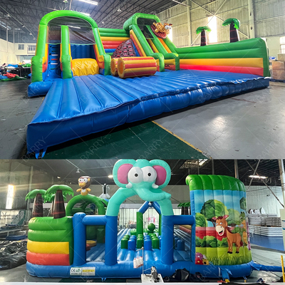 Fun Crazy Ride Parque de diversões Jogos Animal Bg Bouncer Curso de Obstáculos Slide Parque temático inflável