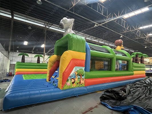 Fun Crazy Ride Parque de diversões Jogos Animal Bg Bouncer Curso de Obstáculos Slide Parque temático inflável