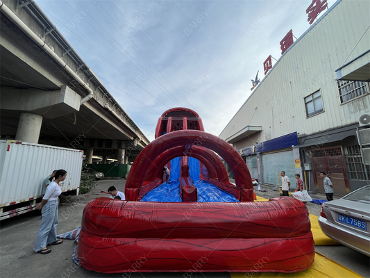 Fábrica personalizada comercial Red Giant Water Slide Excitante Slip N Fly Zip Line Desporto Jogo
