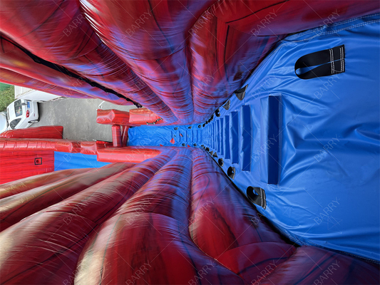 Fábrica personalizada comercial Red Giant Water Slide Excitante Slip N Fly Zip Line Desporto Jogo