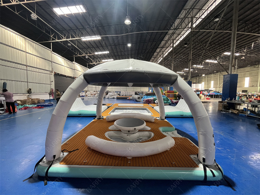 Plataforma flutuante de iate comercial inflável Ilha doca de barco casa de barco inflável