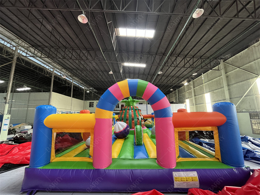 Percurso de obstáculos comercial personalizado Parque temático inflável de frutas com parede de escalada de abacaxi para aluguel de festas