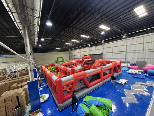 Red Trampoline Park Fun City Parque temático inflável Parque de diversões grande adulto inflável casas de salto para venda para crianças