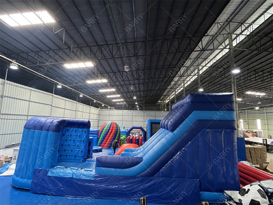 Parque temático comercial inflável com campo de obstáculos de bola grande Indoor Bounce Playground Disco Bounce Basketball Hoop