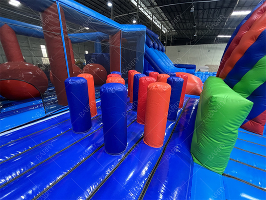 Parque temático comercial inflável com campo de obstáculos de bola grande Indoor Bounce Playground Disco Bounce Basketball Hoop