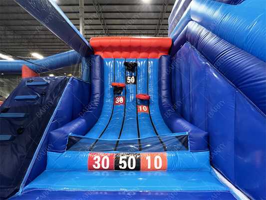 Parque temático comercial inflável com campo de obstáculos de bola grande Indoor Bounce Playground Disco Bounce Basketball Hoop