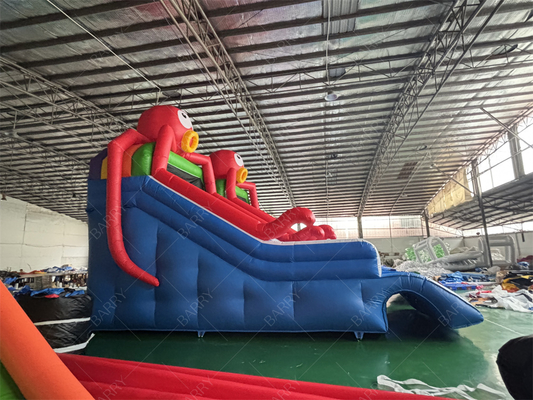Escorregador inflável para piscina com tema de polvo do Sea World, escorregador inflável para parque aquático no quintal