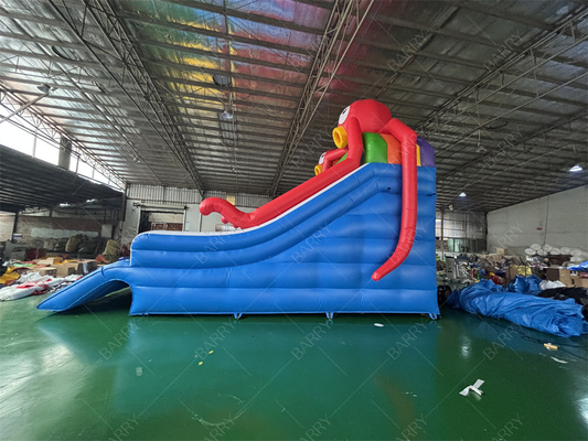 Escorregador inflável para piscina com tema de polvo do Sea World, escorregador inflável para parque aquático no quintal
