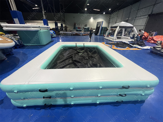 Piscina inflável flutuante portátil para oceano, mar, iate, piscina com rede anti-água-viva