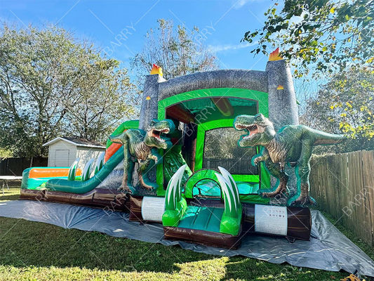 Dinossauro T-Rex Deslizamento de água inflável Casa de salto combo Salto de castelo inflável