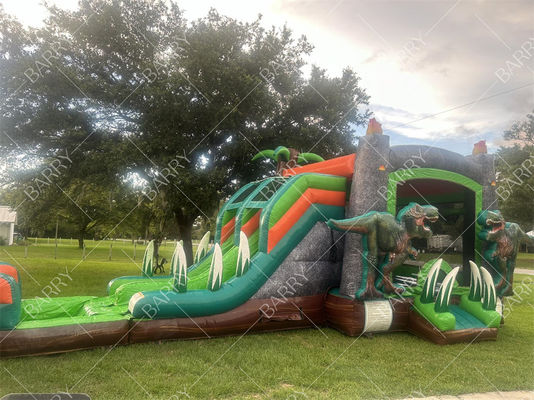 Dinossauro T-Rex Deslizamento de água inflável Casa de salto combo Salto de castelo inflável