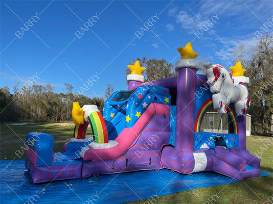 Escorregador de água inflável comercial Combo Bouncer Unicórnio Jumper Jumping Moon Castelos insufláveis ​​Bounce House