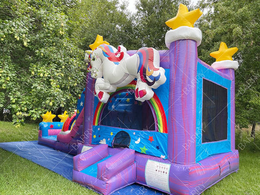 Escorregador de água inflável comercial Combo Bouncer Unicórnio Jumper Jumping Moon Castelos insufláveis ​​Bounce House