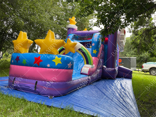Escorregador de água inflável comercial Combo Bouncer Unicórnio Jumper Jumping Moon Castelos insufláveis ​​Bounce House