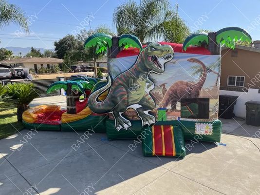 Castelo insuflável quintal Dinossauro Casa de salto Escorrega aquático Piscinas insufláveis para festas