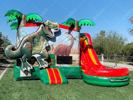 Casa inflável infantil dinossauro com escorrega Castelos infláveis Dino Bouncy Castle com escorrega e soprador