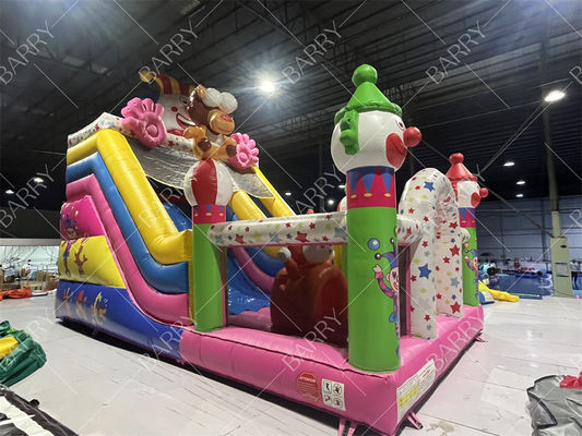 Premium Clown Theme Inflatable Slide With Commercial Circus Bouncy Castle Bouncer for Funny Playground Fun