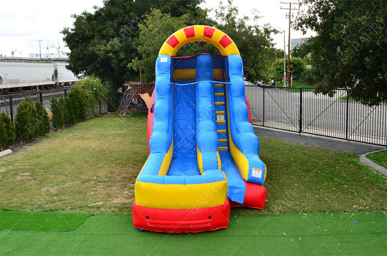 Escorregador aquático comercial de 15 pés com duas pistas e piscina grande, escorregador inflável para crianças