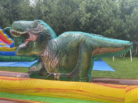 Venda Quente Dinossauro Comercial Deslizador Inflavel de Água Com Piscina Para Crianças