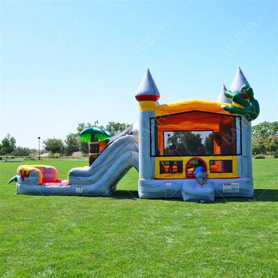 Castelo insuflável Dino Bouncer para festas, Castillos Hinchables, Castelo insuflável do Mundo Jurássico com escorrega e piscina, Casa de saltos de dinossauro