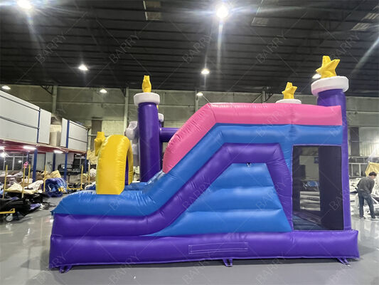 Casa de salto de unicórnio de qualidade comercial com slide com estrela do arco-íris com combo inflável para crianças festas e eventos