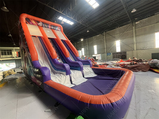 Escorregador Inflável Duplo de Grau Comercial com Piscina, Tema Neon/TikTok Moderno para Aluguel de Festas e Eventos Sistema de Brinquedos para Crianças